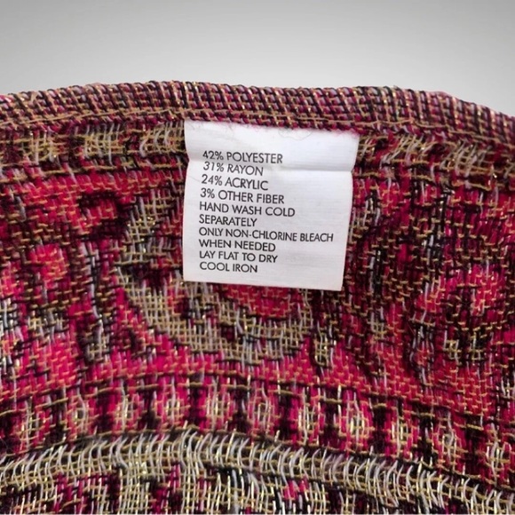 Paisley Pashmina Scarf Shawl Wrap Magenta Pink Double Layer Fringed Large 75” - Picture 9 of 10